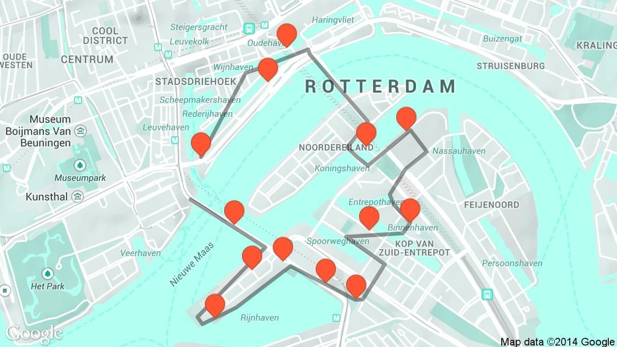 Kaart van Rotterdam argitektuur 