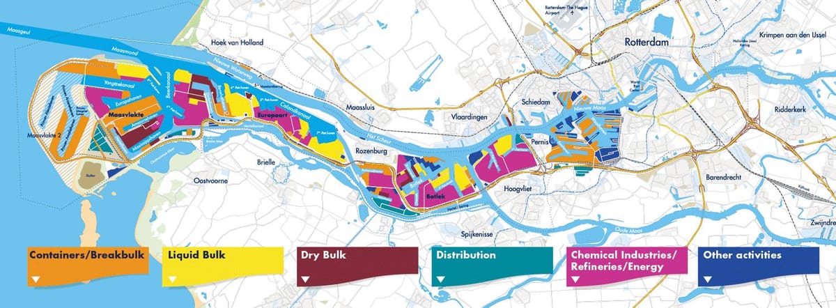 Kaart van Rotterdam hawe 