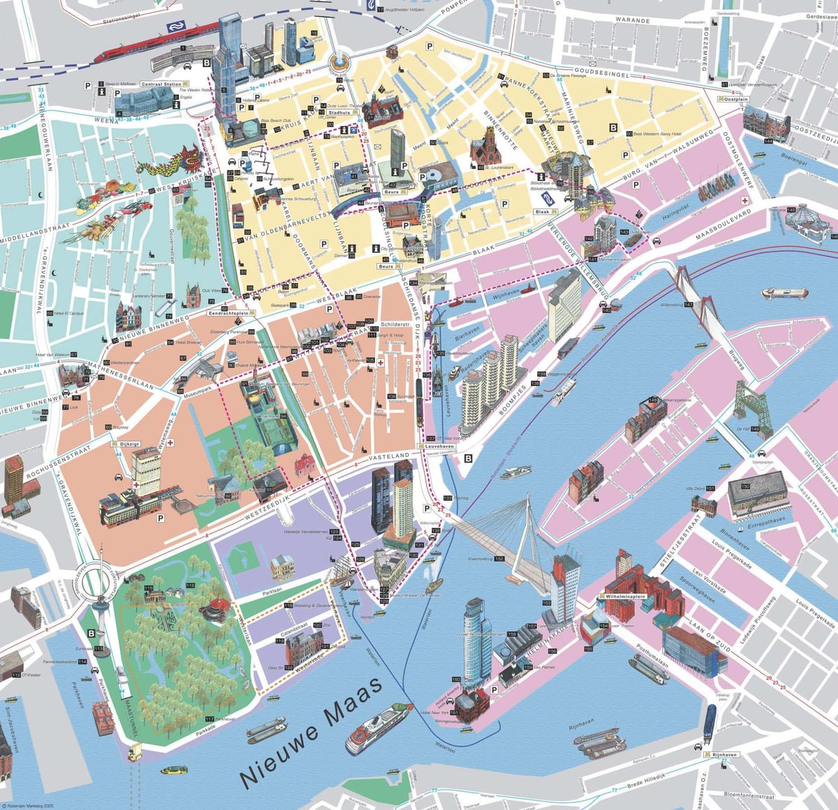 Kaart van Rotterdam sightseeing 