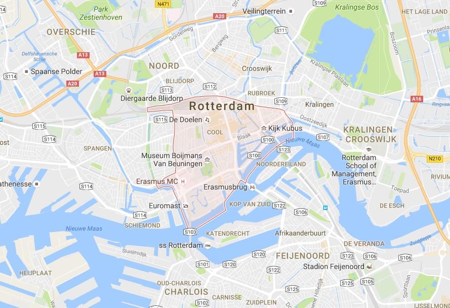 Rotterdam sentrum kaart